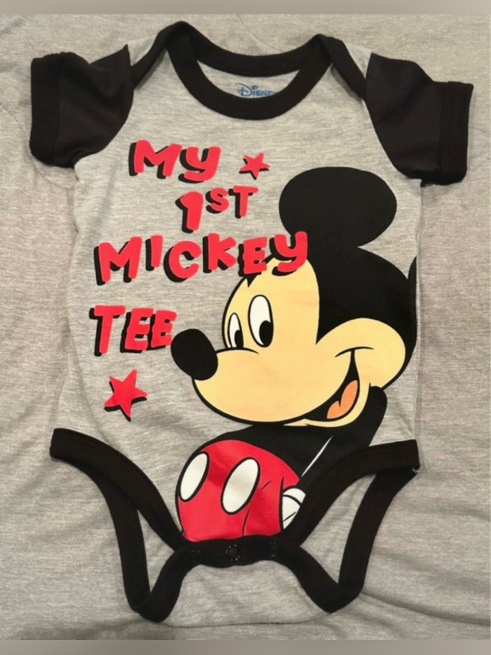 Disney My 1st Mickey Tee One-Piece in Gray and Black
